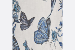 Flared Mid-Length Skirt • White and Pastel Midnight Blue Cotton Voile with Toile de Jouy Mexico Motif