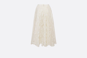 Flared Mid-Length Skirt • Ecru Technical Cotton Lace with Allover Butterfly Motif
