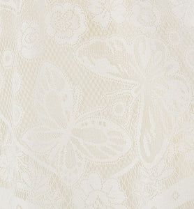 Flared Mid-Length Skirt • Ecru Technical Cotton Lace with Allover Butterfly Motif