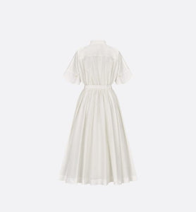 Mid-Length Belted Macrocannage Dress • Ecru Cotton
