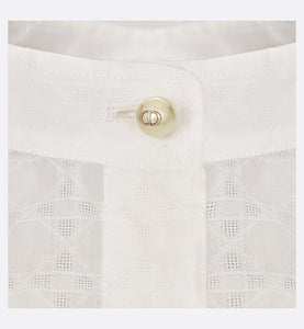 Mid-Length Belted Macrocannage Dress • Ecru Cotton