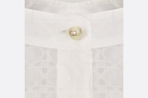 Mid-Length Belted Macrocannage Dress • Ecru Cotton