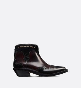 Dior West Heeled Ankle Boot • Black and Amaranth Calfskin