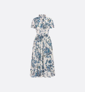 Mid-Length Shirt Dress • White and Pastel Midnight Blue Cotton Voile w –  Curated Sense