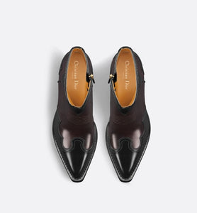 Dior West Heeled Ankle Boot • Black and Amaranth Calfskin
