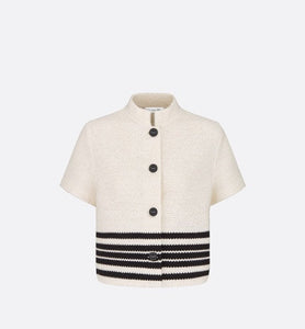 Short-Sleeved Dior Marinière Jacket • White and Black Cotton and Silk Knit