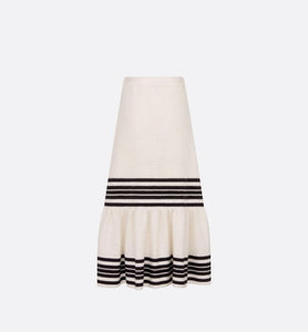 Dior Marinière Mid-Length Skirt • White and Black Cotton and Silk Knit