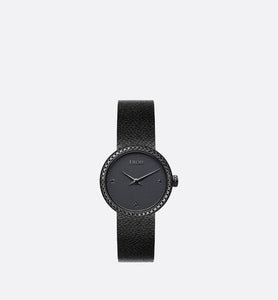 La D de Dior Black Ultramatte • Ø 25 mm, Black Ultramatte Steel and Black Diamonds