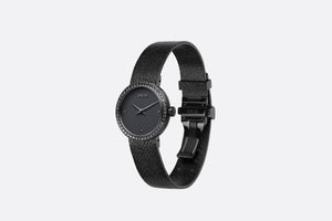 La D de Dior Black Ultramatte • Ø 25 mm, Black Ultramatte Steel and Black Diamonds