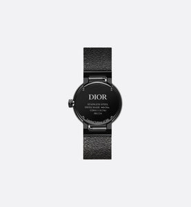 La D de Dior Black Ultramatte • Ø 25 mm, Black Ultramatte Steel and Black Diamonds