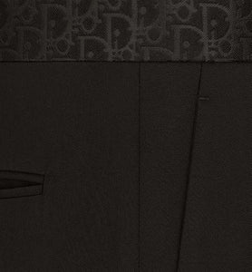 Pants with Dior Oblique Belt • Black Wool Twill