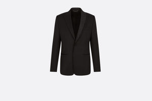 Dior Oblique Asymmetric Jacket with Shawl Collar • Black Wool Twill