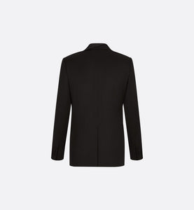 Dior Oblique Asymmetric Jacket with Shawl Collar • Black Wool Twill