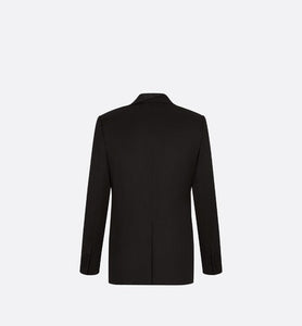 Dior Oblique Asymmetric Jacket with Shawl Collar • Black Wool Twill