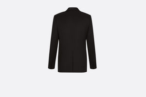 Dior Oblique Asymmetric Jacket with Shawl Collar • Black Wool Twill