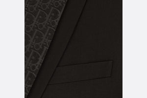 Dior Oblique Asymmetric Jacket with Shawl Collar • Black Wool Twill