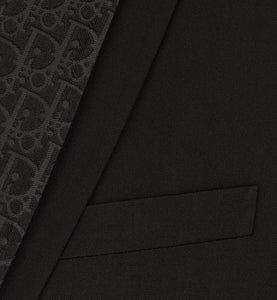 Dior Oblique Asymmetric Jacket with Shawl Collar • Black Wool Twill