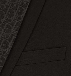 Dior Oblique Asymmetric Jacket with Shawl Collar • Black Wool Twill