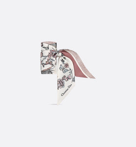 Toile de Jouy Mexico Mitzah Scarf • White and Pastel Pink Silk Twill
