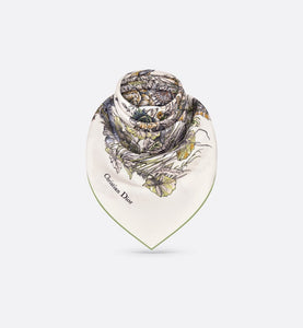 Butterfly Around the World 90 Square Scarf • Pastel Peyote Green Silk Twill
