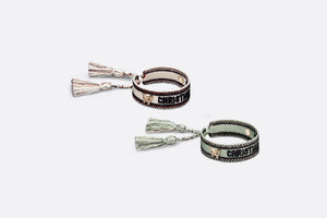 J'Adior Bracelet Set • Pastel Peyote Green and Beige Embroidery with Matte Gold-Finish Metal