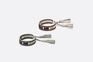 J'Adior Bracelet Set • Pastel Peyote Green and Beige Embroidery with Matte Gold-Finish Metal