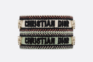 J'Adior Bracelet Set • Pastel Peyote Green and Beige Embroidery with Matte Gold-Finish Metal