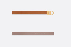 30 Montaigne Reversible Belt • Golden Saddle and Warm Taupe Smooth Calfskin, 35 MM