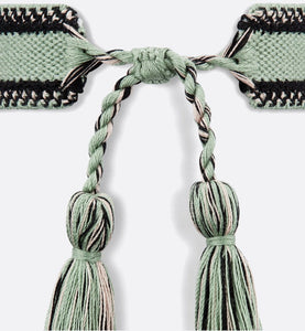 J'Adior Bracelet Set • Pastel Peyote Green and Beige Embroidery with Matte Gold-Finish Metal