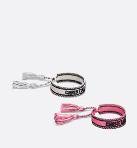 Christian Dior Bracelet Set • Peach Blossom Pink and White Embroidery