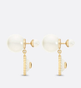 Dior Tribales Earrings • Gold-Finish Metal with White Resin Pearls and Latte Glass