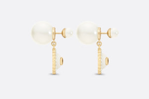 Dior Tribales Earrings • Gold-Finish Metal with White Resin Pearls and Latte Glass