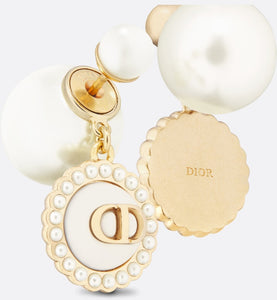 Dior Tribales Earrings • Gold-Finish Metal with White Resin Pearls and Latte Glass