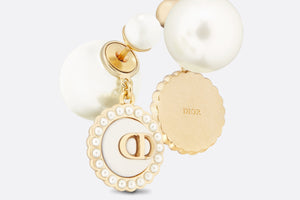 Dior Tribales Earrings • Gold-Finish Metal with White Resin Pearls and Latte Glass