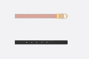 30 Montaigne Reversible Belt • Powder Pink and Black Smooth Calfskin, 20 MM