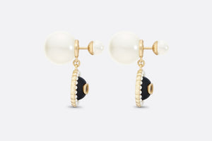 Dior Tribales Earrings • Gold-Finish Metal with White Resin Pearls and Black Glass