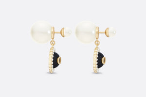 Dior Tribales Earrings • Gold-Finish Metal with White Resin Pearls and Black Glass