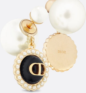 Dior Tribales Earrings • Gold-Finish Metal with White Resin Pearls and Black Glass