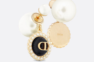 Dior Tribales Earrings • Gold-Finish Metal with White Resin Pearls and Black Glass