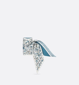 Butterfly Around the World Mitzah Scarf • White and Pastel Midnight Blue Silk Twill
