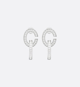 CD Lock Earrings • Silver-Finish Metal and Silver-Tone Crystals