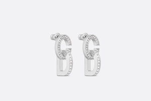 CD Lock Earrings • Silver-Finish Metal and Silver-Tone Crystals