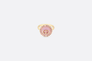Petit CD Ring • Gold-Finish Metal, Pink Crystals and Light Pink Glass