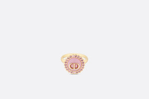 Petit CD Ring • Gold-Finish Metal, Pink Crystals and Light Pink Glass