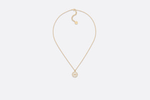 Petit CD Necklace • Gold-Finish Metal with White Resin Pearls and Latte Glass