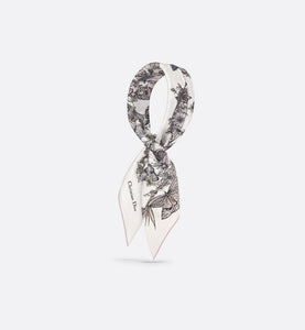 Butterfly Around the World 90 Square Scarf • White and Pastel Pink Silk Twill