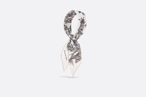Butterfly Around the World 90 Square Scarf • White and Pastel Pink Silk Twill