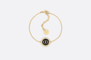 Petit CD Bracelet • Gold-Finish Metal with White Resin Pearls and Black Glass
