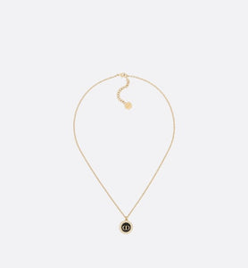 Petit CD Necklace • Gold-Finish Metal with White Resin Pearls and Black Glass
