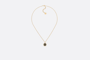 Petit CD Necklace • Gold-Finish Metal with White Resin Pearls and Black Glass